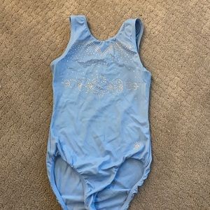 Light blue snowflake gymnastics leotard